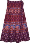 Burgundy Animal Print Long Wrap Skirt