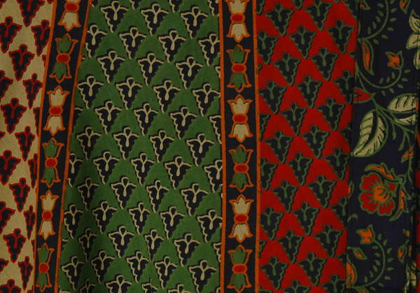 Ethnic Floral Crimson Green Cotton Wrap Skirt