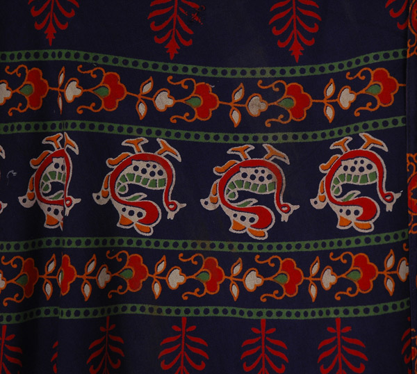 Midnight Navy Ethnic Print Long Wrap Skirt