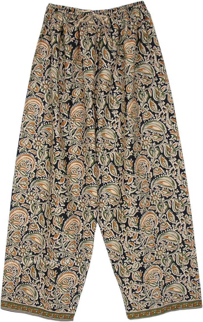 Floral Print Tapered Leg Cotton Pajama Pants