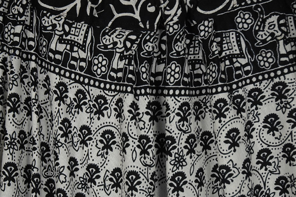 Madhubani Gypsy indian Long Style Skirt with Drawstring