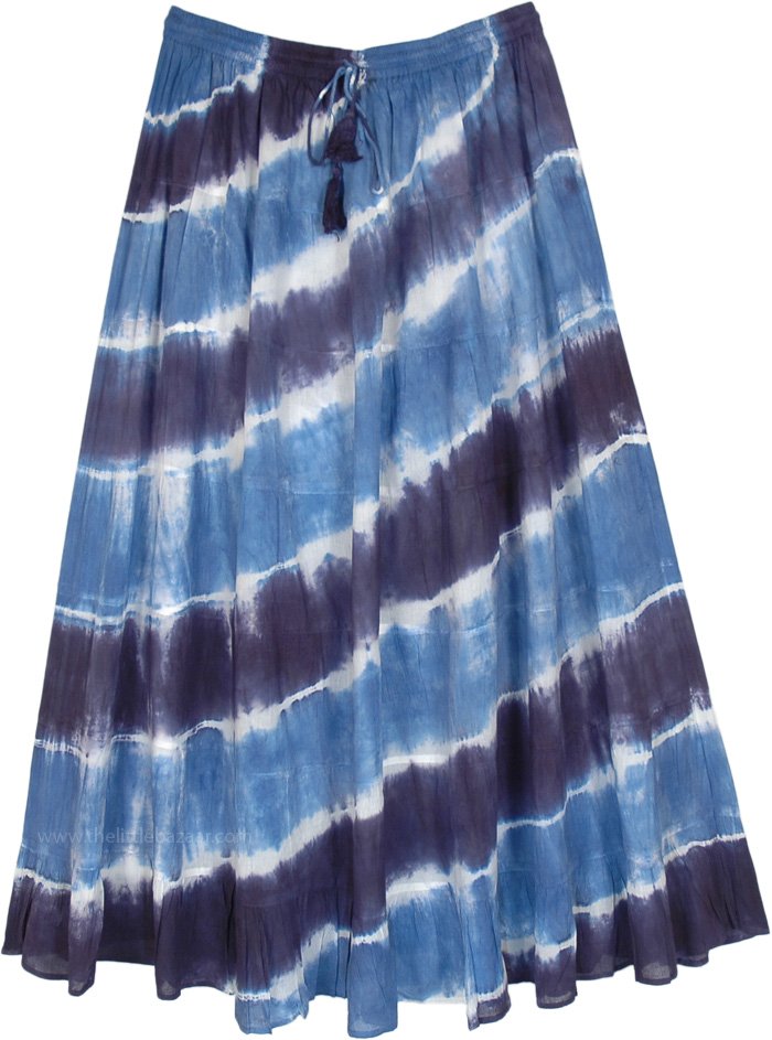 Tropical Waves Tie Dyed Long Cotton Skirt