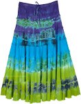 Shore Blues Tie Dye Tiered Rayon Skirt