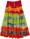 Exotic Island Vibrant Tie Dye Tiered Rayon Skirt