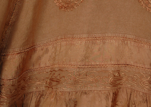 Bronze Beauty Embroidered Skirt with Handkerchief Hem