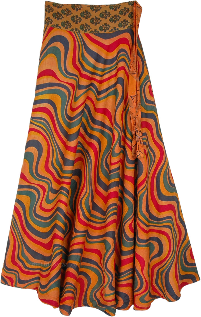 Floral Flow Bright Bohemian Reversible Wrap Skirt