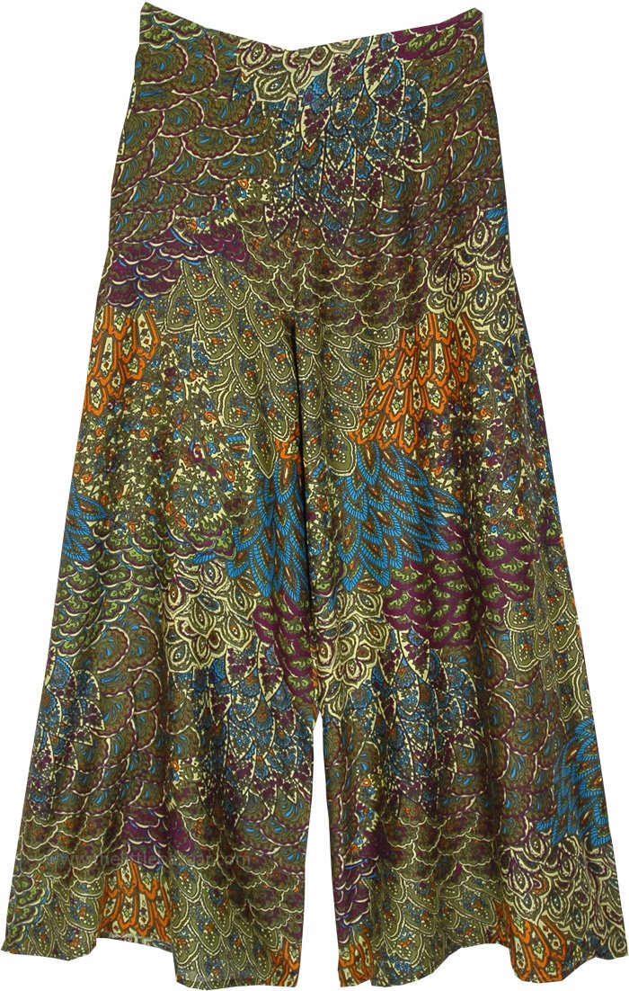 Enchanted Forest Printed Palazzo Pants | Green | Split-Skirts-Pants ...