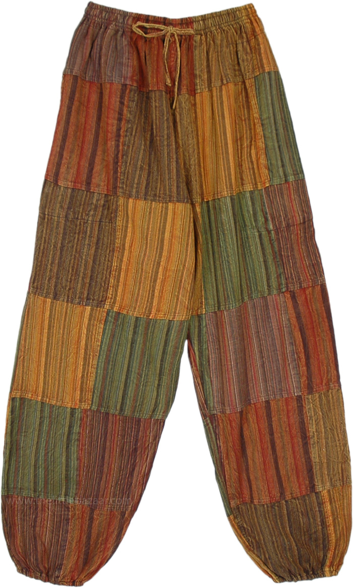 Rusty Life Striped Patchwork Gypsy Harem Pants