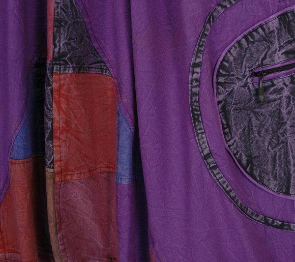 Mystic Patchwork Stonewashed Harem Pants in Purple