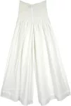 Pigeon White Wide Leg Pants in Light Cotton with Smocked Waist