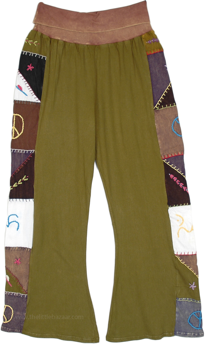 Olive Garden Hippie Side Patchwork Knit Pants