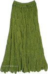 Moss Green Hand Knit Crochet Long Skirt
