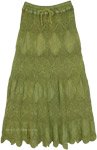 Olive Military Green Crochet Patchwork Cotton Hippie Skirt