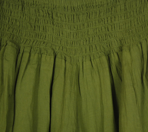 Olive Green Wide Leg Shirred Waist Palazzo Pants