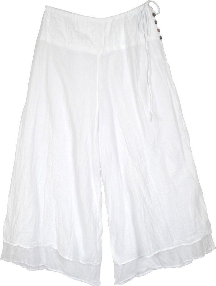 Chamomile Dreams White Cotton Wide Leg Pants