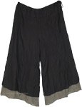 Obsidian Black Cotton Two Layer Wide Leg Pants