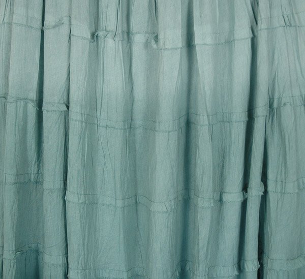 Sage Green Ombre Tiered Cotton Long Skirt