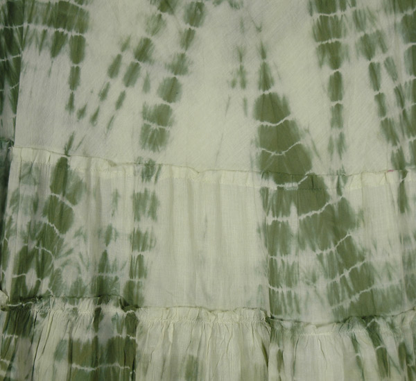 Olive Waves Tie Dyed Tiered Cotton Skirt