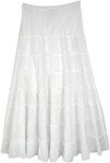 Snow White Long Cotton Skirt with Tiers