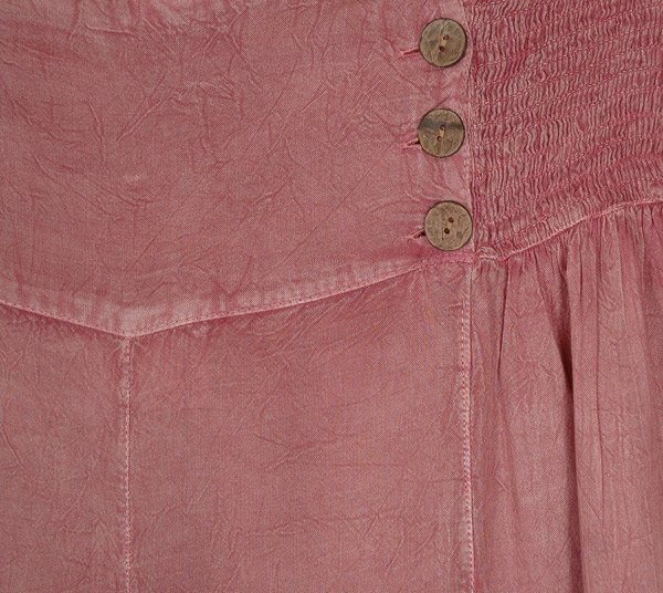 Dusky Pink Wide Leg Button Pallazo Pants with Shirred Waist