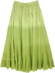 Lime Green Ombre Tiered Cotton Long Skirt