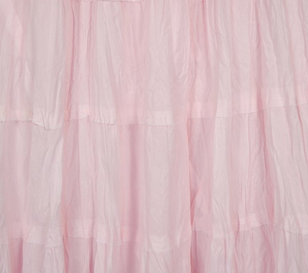 Baby Pink Crinkled Cotton Tiered Long Skirt