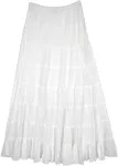 White Tiered Crinkled Skirt with Elastic Waist