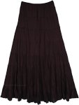 Crinkled Cotton Tiered Broomstick Skirt in Black