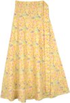 Yellow Desire Floral Print Cotton Wrap Skirt