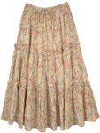 Floral Summer Haze Tiered Cotton Country Skirt