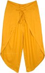 Majestic Mustard Open Leg Front Tie Overlap Pants