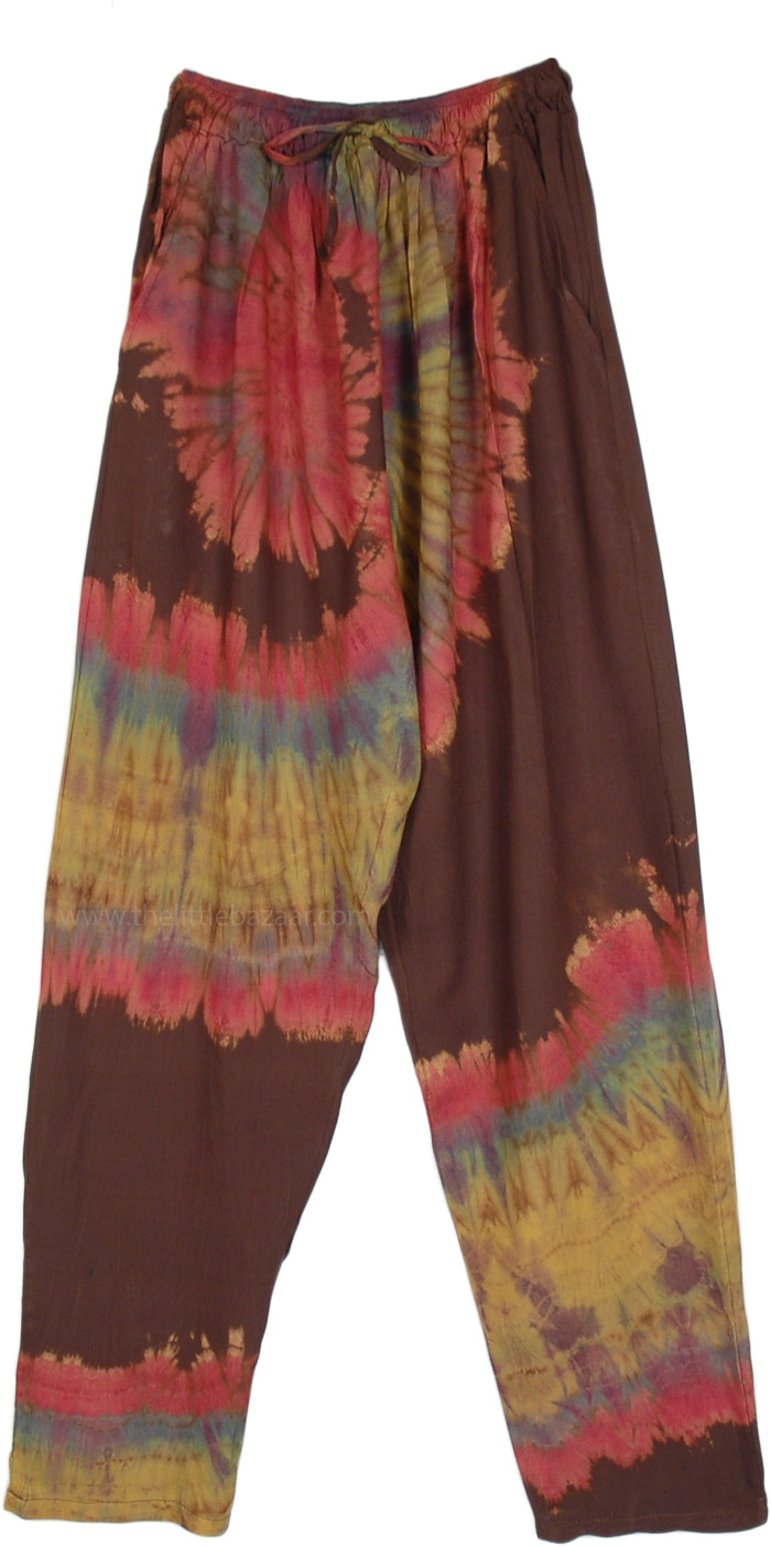 Fiery Dusk Tie Dye Lounge Pants with Drawstring