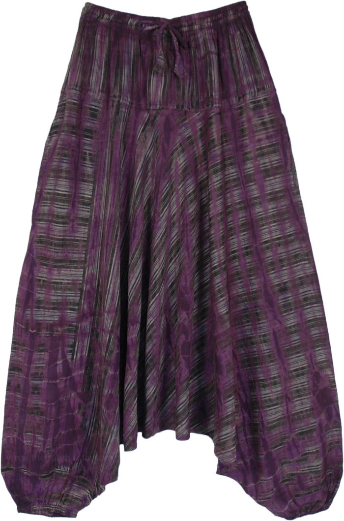 Purple Haze Black Striped Bohemian Drop Crotch Cotton Pants