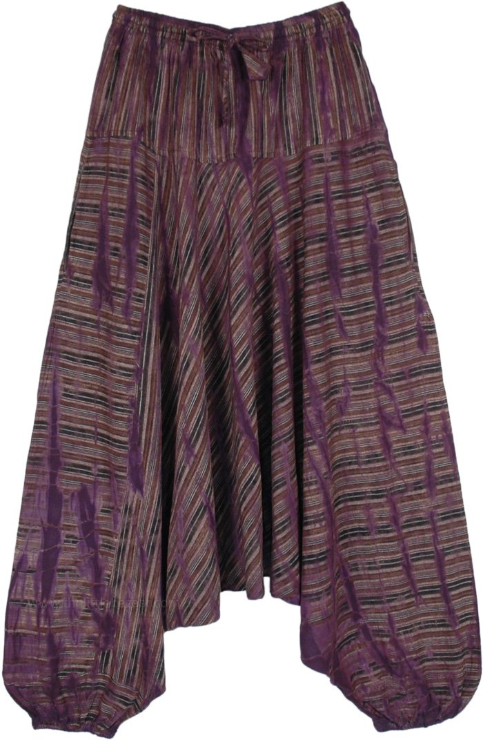 Brown Town Stripes Drop Crotch Aladdin Pants