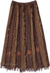 Boho Land Patchwork Skirt with Thread Fringes and Embroidery