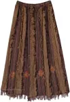 Boho Land Patchwork Skirt with Thread Fringes and Embroidery