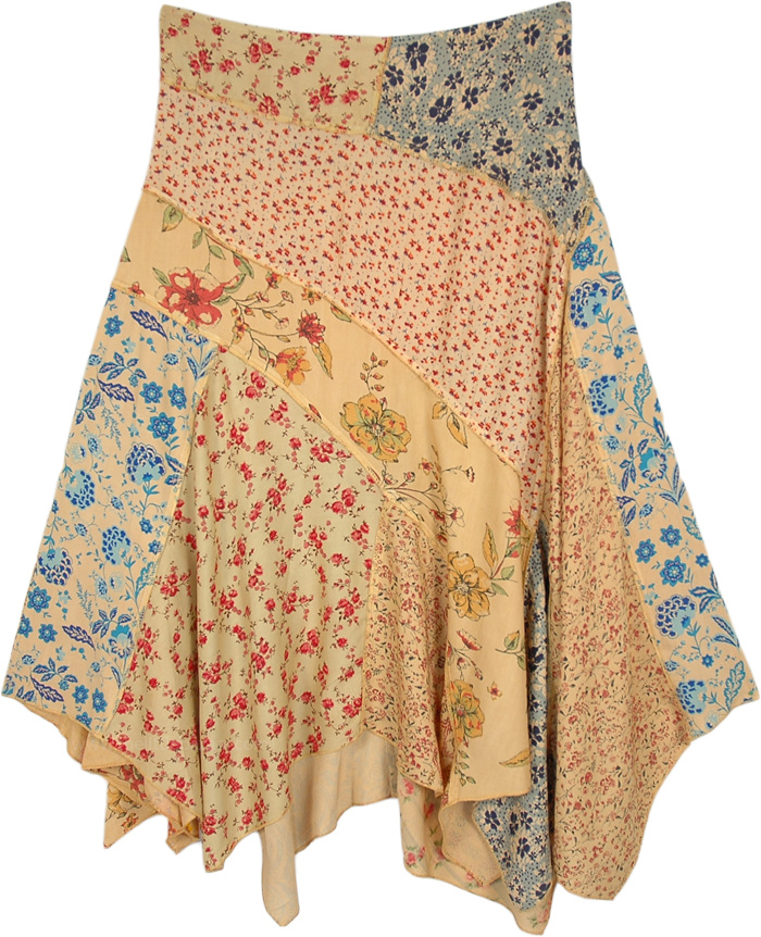 From Dawn To Dusk Asymmetric Bohemian Floral Skirt