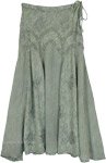 Junior Sea Green Haze Western Style Skirt with Embroidery