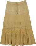 Harvest Gold Crinkled Cotton Midi Skirt