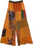 Sunset Orange Patchwork Wide Leg Dori Pants