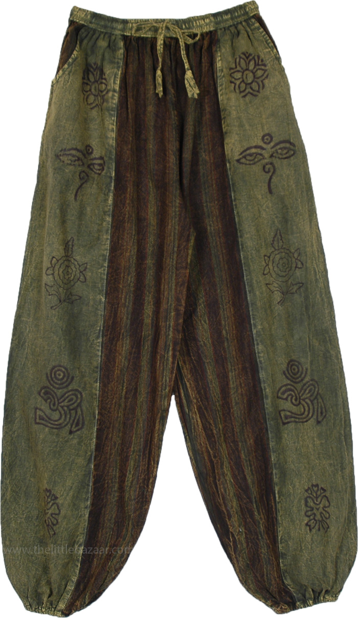 indie Green Bohemian Harem Yoga Pants, Green