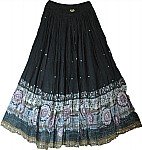 Cotton Long Skirt with Sequins