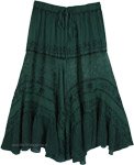 Bottle Green Voyage Maxi Skirt with Floral Embroidery