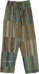 Tropical Striped Bohemian Cotton Unisex Pants in Fall Green