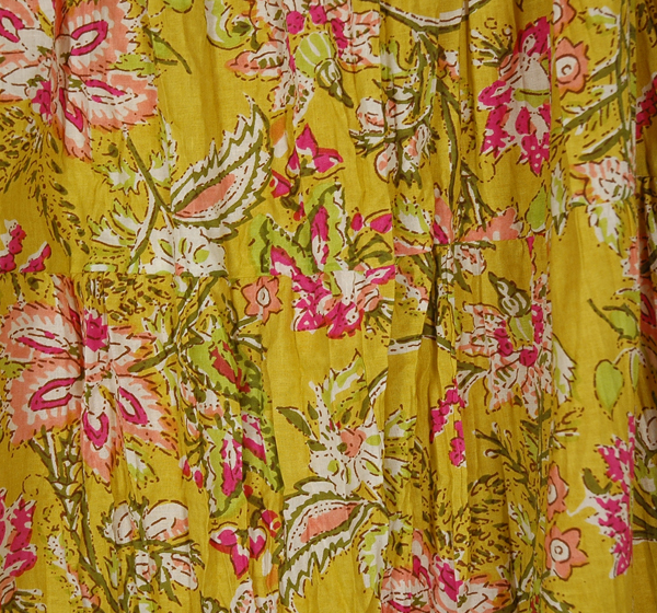 Mustard Melodies Floral Printed Long Skirt in Cotton