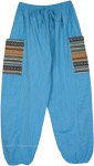 Blue Genie Harem Pants with Colorful Pockets