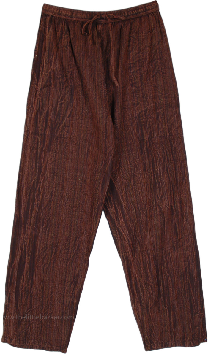 Dark Wine Crinkle Bohemian Pants