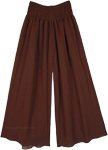 Dark Coffee Brown Palazzo Pants with Smocked Waist