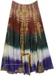 Autumnal Ombre Tie Dye Boho Maxi Skirt