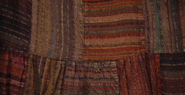 XL Striped Patchwork Gypsy Long Skirt in Earth Tones